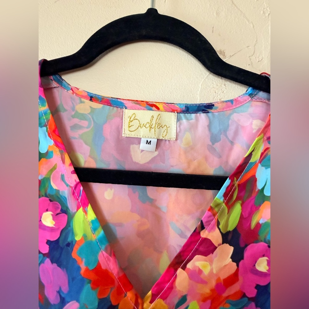 BUCKLEY Bright Floral Women's Top medium lightweight multicolored spring - Picture 3 of 6